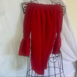 Charlotte Rouse-Vivace-Small-Red-Off Shoulder-Blouse